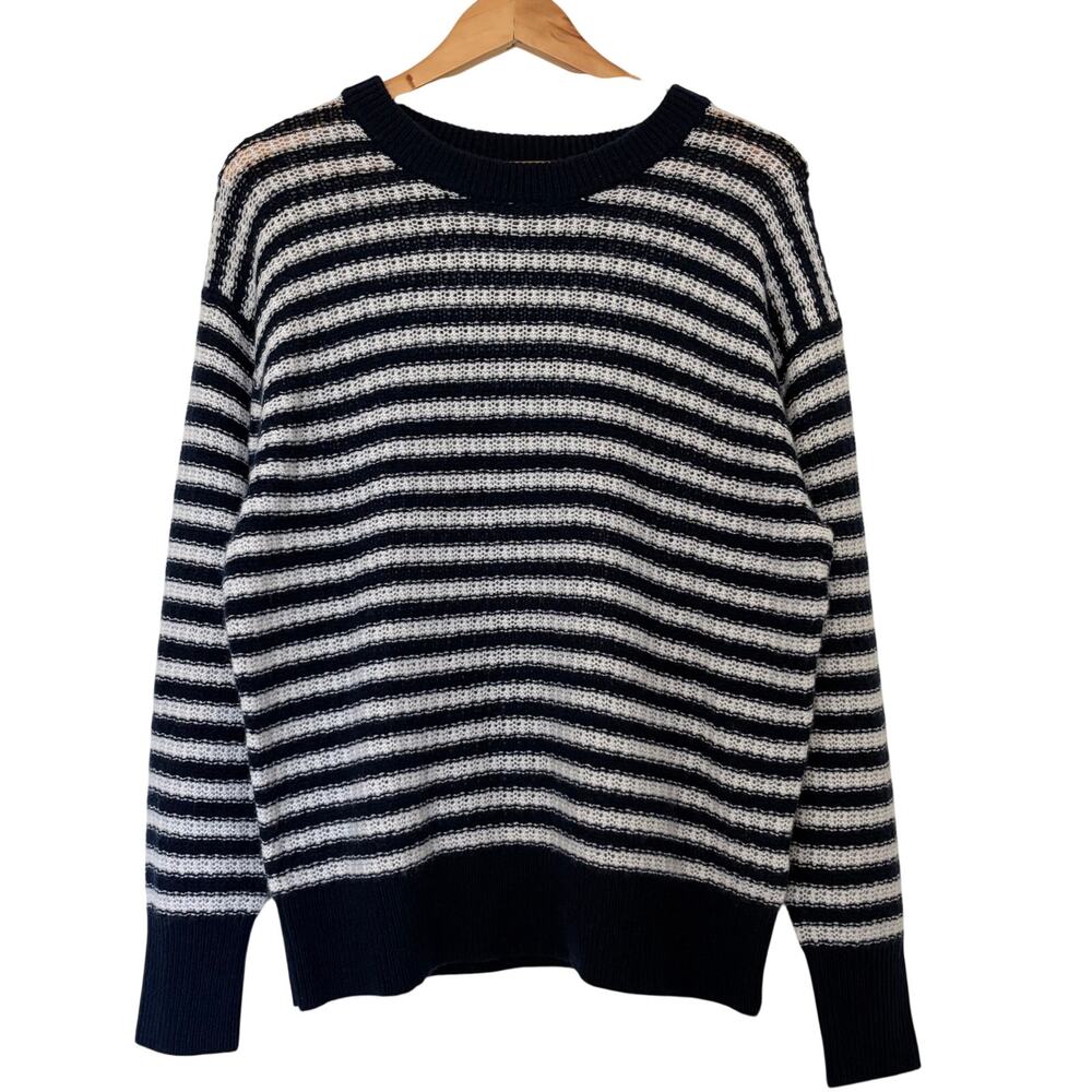 J.Crew Cashmere Relaxed Crewneck Sweater Stripe Size S Oversized Light Weight